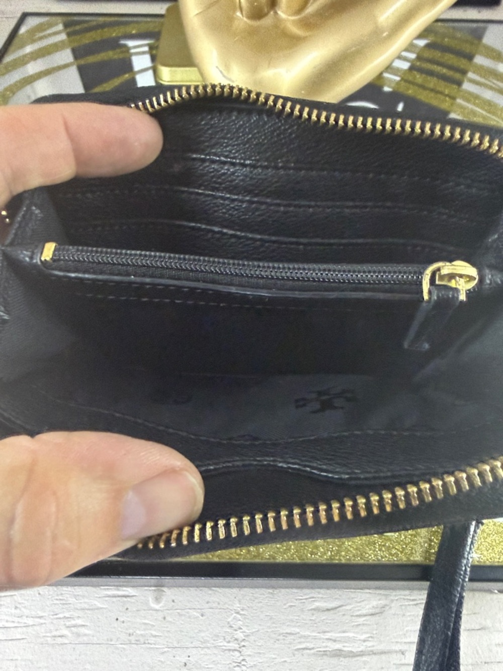 Tory Burch Leopard Print Wrislet Wallet in Black, White & Brown - Picture 6 of 6